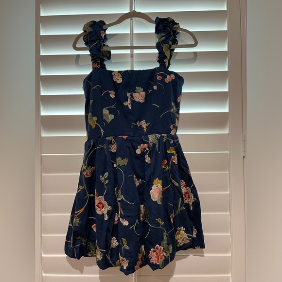 Sea Julian Puff-Strap Embroidered Minidress in Navy. Size Medium. NWT - Picture 2 of 4